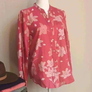 Floral Pink Cotton Button Down Shirt